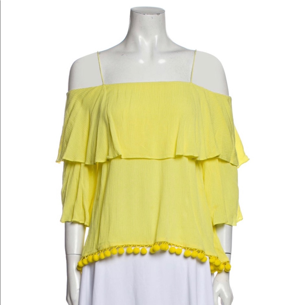 Alice + Olivia yellow off the shoulder top